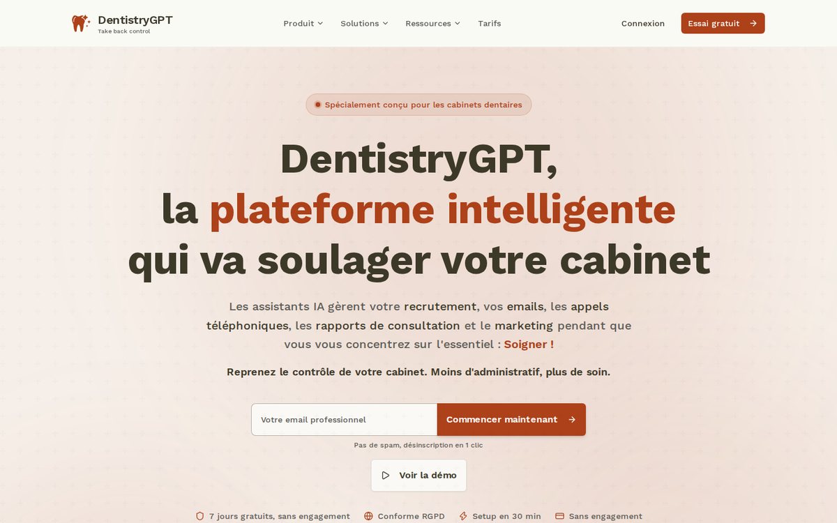 Page d’accueil de dentistrygpt.com